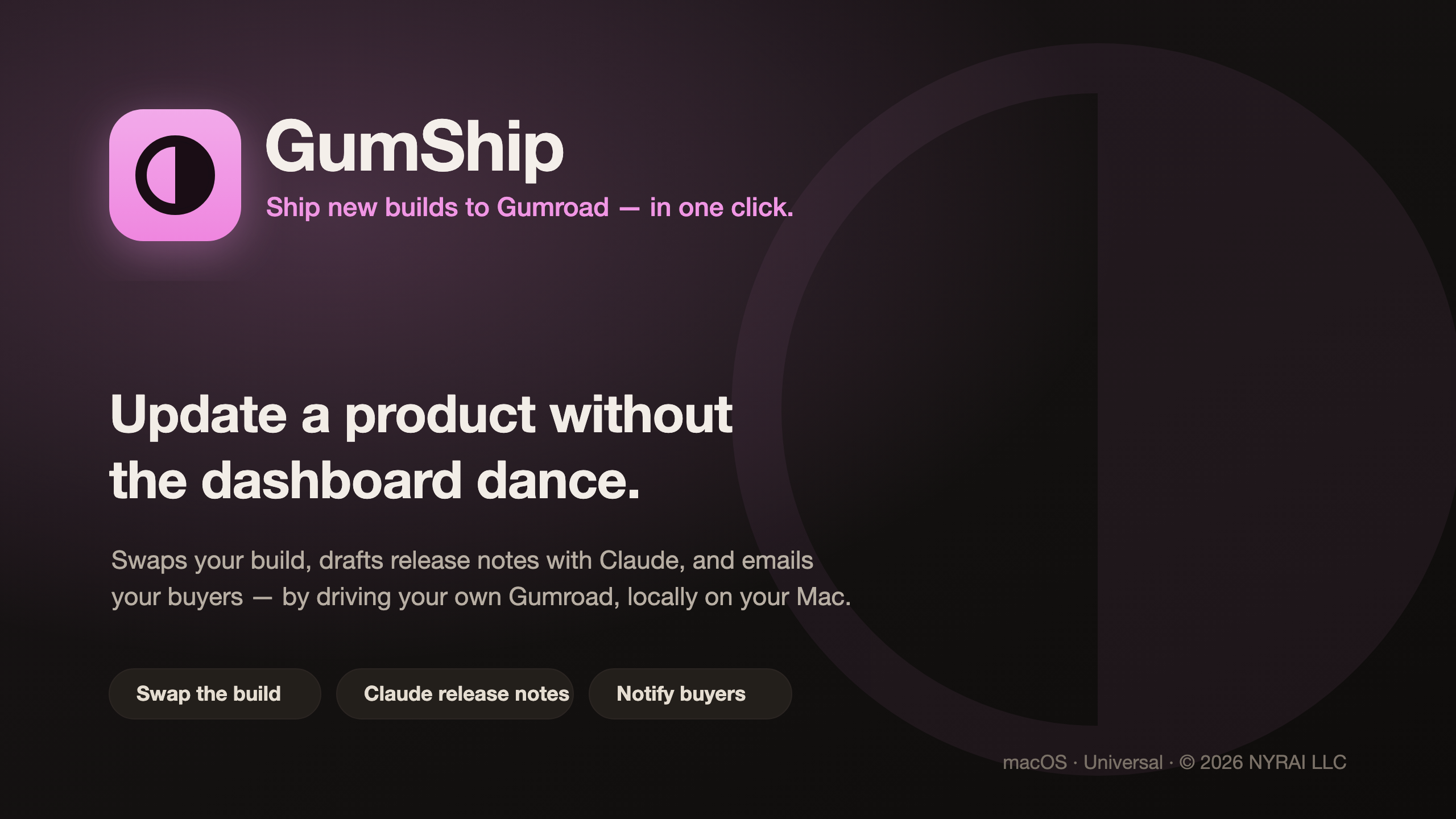 GumShip pushing a new build to a Gumroad product